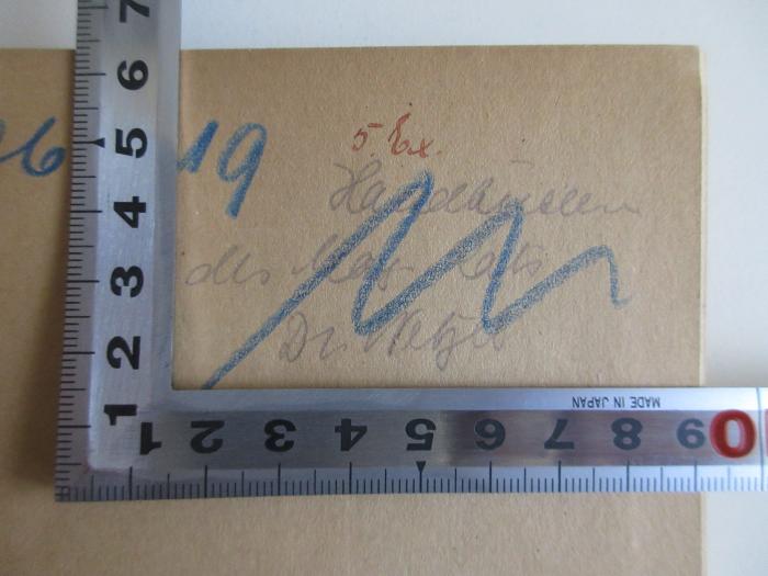 -, Von Hand: Berufsangabe/Titel/Branche, Name; 'Handbücherei des Mag. Rats. Dr. Negli'