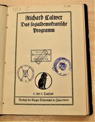 09 08 0867 : Calwer, Richard: Das sozialdemokratische Programm. – 1.-3. Tsd. - Jena : Diederichs, 1914. – 128 Seiten (1914)