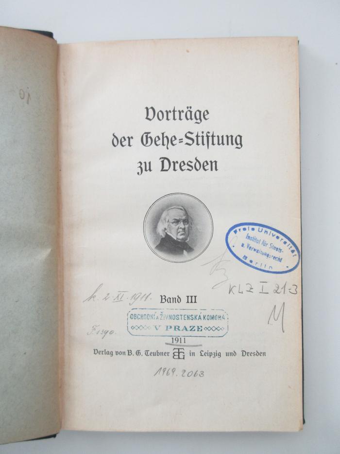 KLZ I 21-3 : Der Unternehmerstand : Vortrag gehalten in der Gehe-Stiftung zu Dresden am 8. Oktober 1910 (1911)
