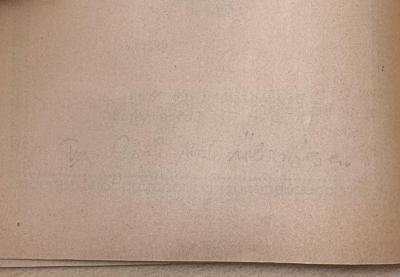 - (Deutsche Bücherei (Leipzig)), Radiert / Rasiert: Notiz; 'Der Geh.-Abt. überwiesen'.  (Prototyp)