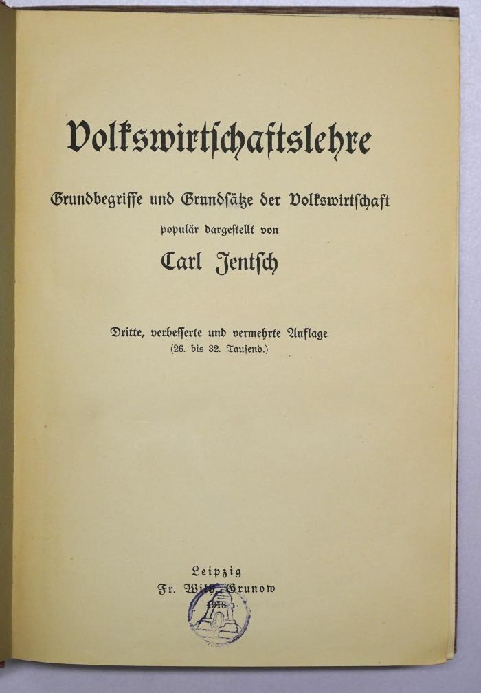 Da 85<3> : Volkswirtschaftslehre (1918)