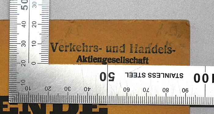 D 932b : Ende und Lehren der Krise;-, Stempel: Berufsangabe/Titel/Branche; 'Verkehrs- und Handels-Aktiengesellschaft'