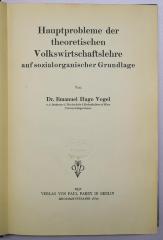 Da 155 : Hauptprobleme der theoretischen Volkswirtschaftslehre auf sozialorganischer Grundlage (1931)