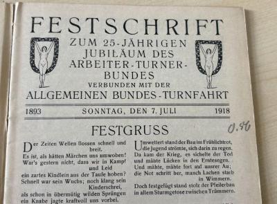 - (Arbeiter-Turn- und Sportschule), Von Hand: Signatur; 'O.56'. 