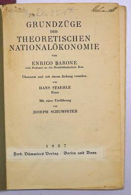 Da 251* : Grundzüge der theoretischen Nationalökonomie (1927)