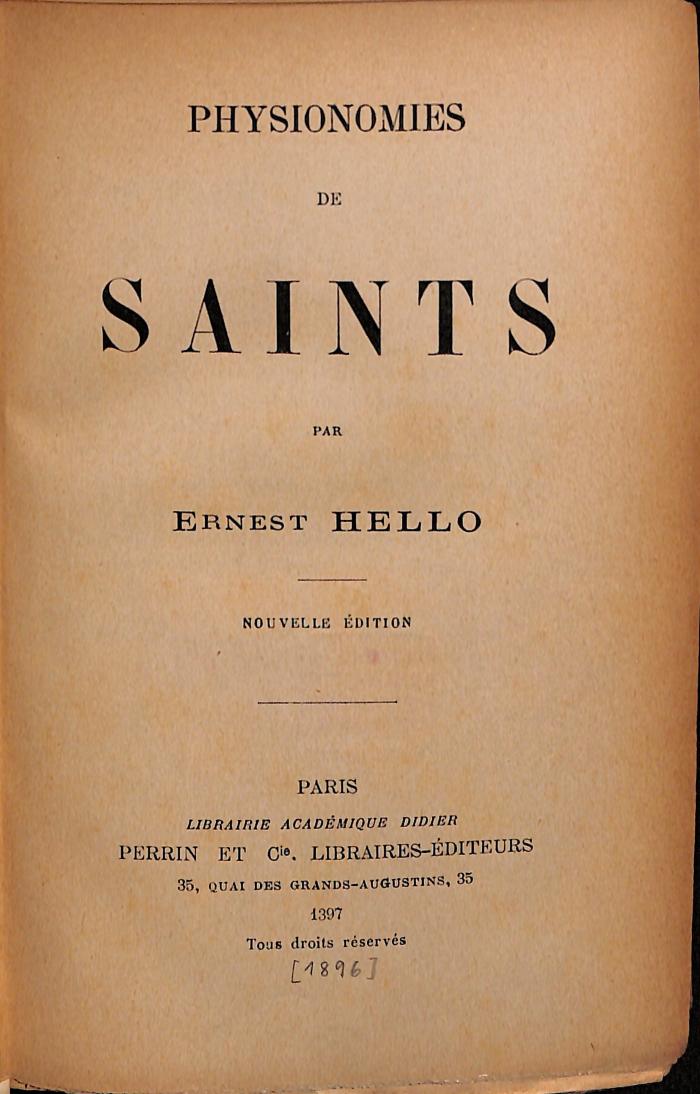OUHG1006 : Physionomies de Saints (1896)