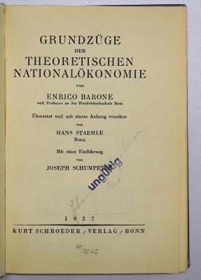 Da 251 : Grundzüge der theoretischen Nationalökonomie (1927)