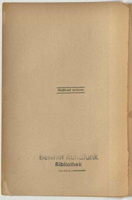 - (Berliner Rundfunk), Stempel: Exlibris; 'Berliner Rundfunk Bibliothek'. 
