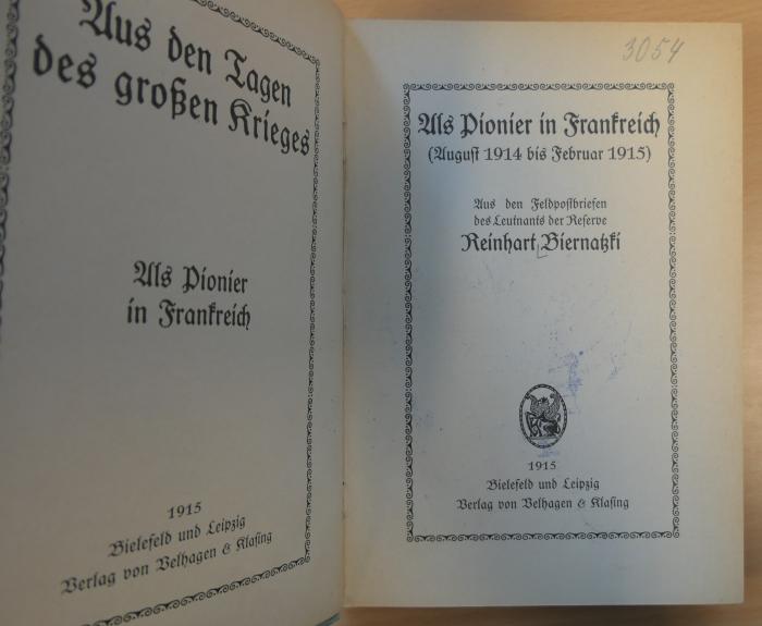 MIH 154 bier 3054 : Als Pionier in Frankreich (1915)