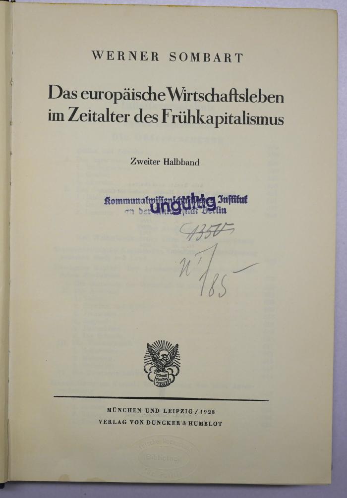 Da 366-1,1a u. 1,2a;Da 366-2,1a u. 2,2a ; ;: Der moderne Kapitalismus (1928)