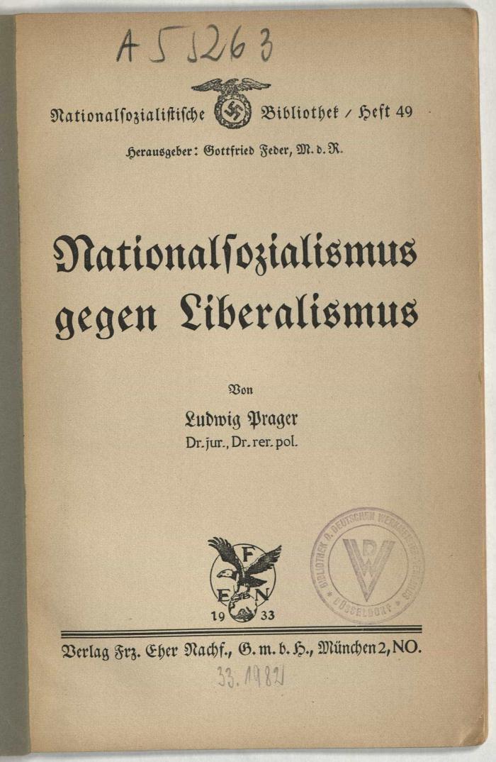 - (Deutscher Werkmeister-Verband Düsseldorf), Stempel: Exlibris; 'BIBLIOTHEK D. DEUTSCHEN WERKMEISTER-VERBANDS DÜSSELDORF'. 