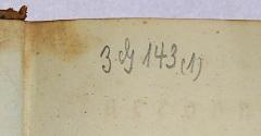 - (Herzogliche Bibliothek in Altenburg), Von Hand: Nummer, Inventar-/ Zugangsnummer; '39143(1) [und] 39143(2) '. 