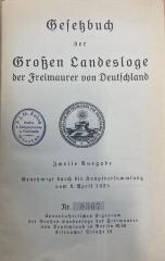 00/4019 : Gesetzbuch der Großen Landesloge der Freimaurer von Deutschland (1925)