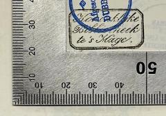 - (Königliche Bibliothek der Niederlande), Stempel: Berufsangabe/Titel/Branche, Ortsangabe; 'Koninklijke Bibliotheek te's Hage.'. 