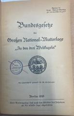 00/3978 : Bundesgesetze der Großen National-Mutterloge „Zu den drei Weltkugeln“ (1928)
