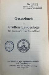 00/4022 : Gesetzbuch der Großen Landesloge der Freimaurer von Deutschland (1914)