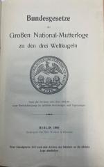 00/3992 : Bundesgesetze der Großen National-Mutterloge zu den drei Weltkugeln (1908)
