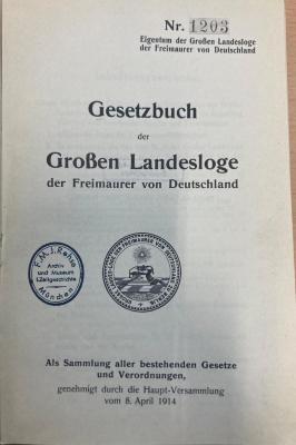 00/4022 : Gesetzbuch der Großen Landesloge der Freimaurer von Deutschland (1914)