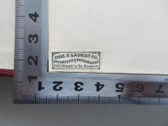 - (E. Lauriat Co. Importers & Booksellers ), Etikett: Buchhändler; 'E. Lauriat Co. Importers & Booksellers 385 Was`n St. Boston'.  (Prototyp)