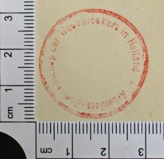 - (Arbeiders-Gemeenschap der Woodbrookers in Holland), Stempel: Exlibris; 'Arbeiders-Gemeenschap der Woodbrooekers in Holland'. 