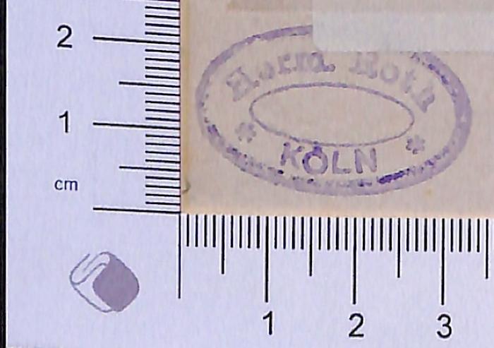 -, Stempel: Name, Ortsangabe; 'Herm. Roth Köln' (Prototyp)