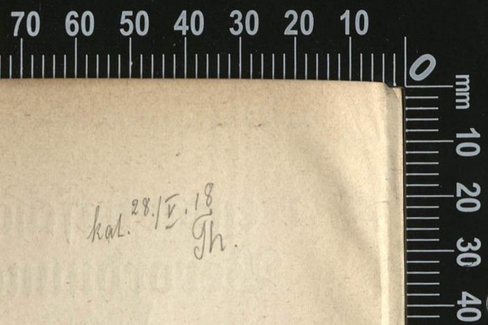 - (Deutscher Werkmeister-Verband Düsseldorf), Von Hand: Datum; 'kat. 28./V.18 Th.'. 