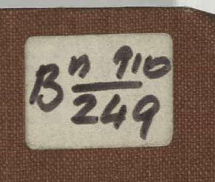 - (Dolezalek, Alexander), Etikett: Signatur; 'B n 910/249'. 