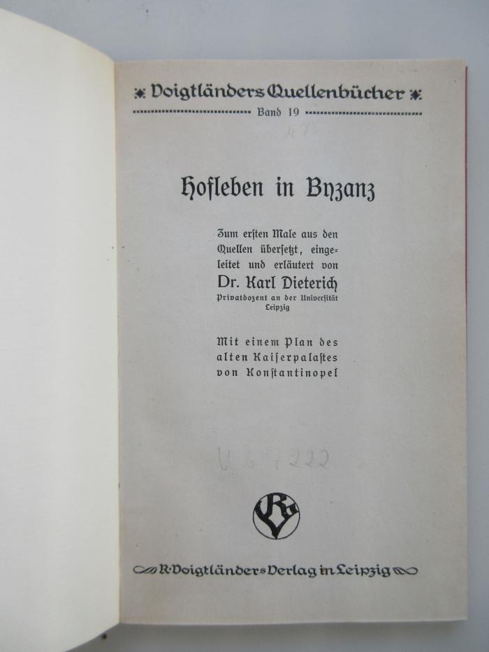 Ub 7222 (ausgesondert) : Hofleben in Byzanz