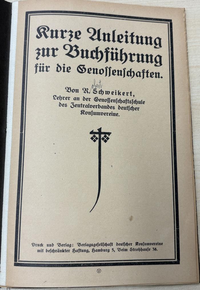 1936 A 15524 : Kurze Anleitung zur Buchführung für die Genossenschaften 
 (1920)