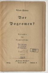 - (Jüdische Gemeinde zu Berlin;Bibliothek der Jüdischen Gemeinde zu Berlin), Stempel: Exlibris; 'Dieses Buch gehört der Bibliothek der jüd. Gemeinde Berlin.'. 