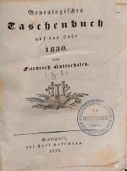 HHW1736 : Genealogisches Taschenbuch (1828-1854¦anfangs¦früher¦teils)