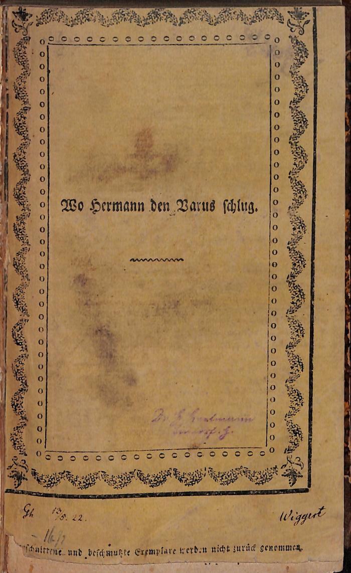 ANT1026 : Wo Hermann den Varus schlug (1822)