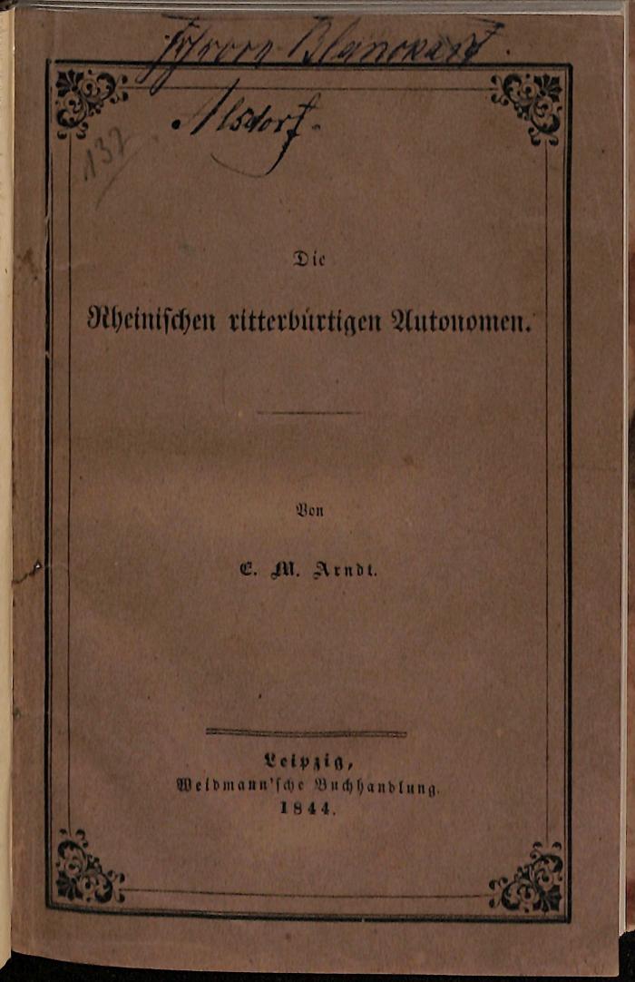 DSPG2841 : <> Rheinischen ritterbürtigen Autonomen (1844)