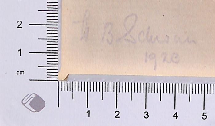 - (Schwan, H. B. ), Von Hand: Autogramm, Datum; 'H. B. Schwan 1920'. 
