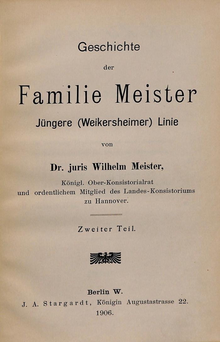 HHW1750:2 : Geschichte der Familie Meister, jüngere Linie (1906)