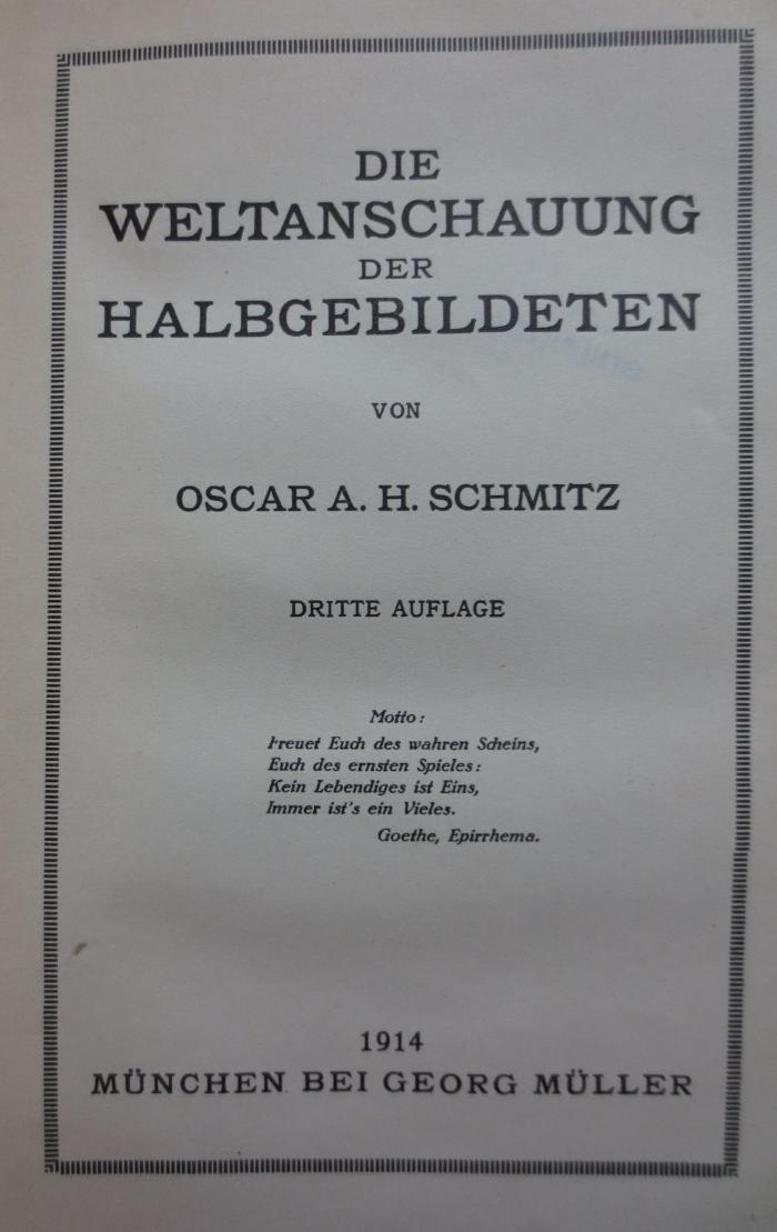 Hb 176 c: Die Weltanschauung der Halbgebildeten (1914)