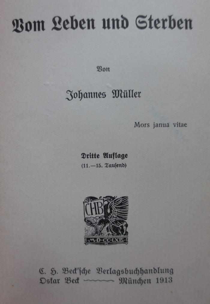 Hb 167: Vom Leben und Sterben (1913)