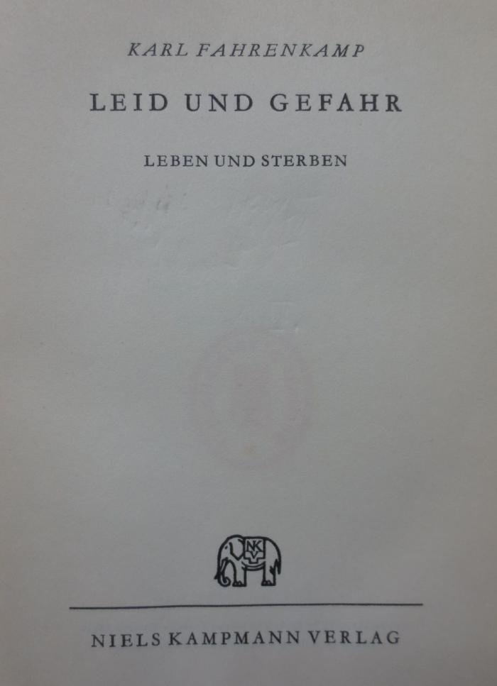 Hb 82: Leid und Gefahr : Leben und Sterben (1933)