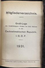 Zs 2130 Jg. 1931 : Mitgliederverzeichnis 1931 / Groß-Loge des Unabhängigen Ordens der Odd Fellows in der Čechoslovakischen Republik (1931)