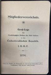 Zs 2130 Jg. 1934 : Mitgliederverzeichnis 1934 / Groß-Loge des Unabhängigen Ordens der Odd Fellows in der Čechoslovakischen Republik (1934)