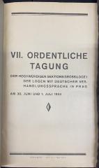 Zsq 1001 Jg. 1934 : VII. Ordentliche Tagung der Hwdg. Sektions-Gross-Logen mit deutscher Verhandlungssprache in der ČSR (1934)
