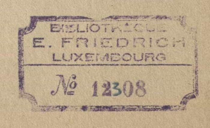 - (Friedrich, Evy (Evrard)), Stempel: Inventar-/ Zugangsnummer; '12308'. 