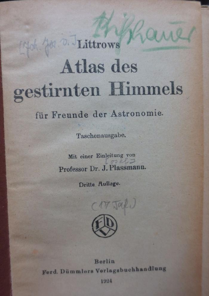 Kb 221 c: Atlas des gestirnten Himmels für Freunde der Astronomie (1924)