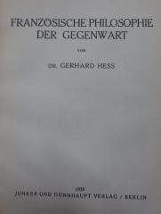 Hc 10 16 2.Ex.: Französische Philosophie der Gegenwart (1933)