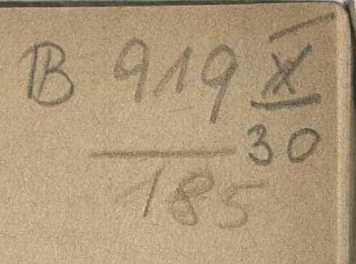 - (Dolezalek, Alexander), Von Hand: Signatur; 'B 919X30/185'. 