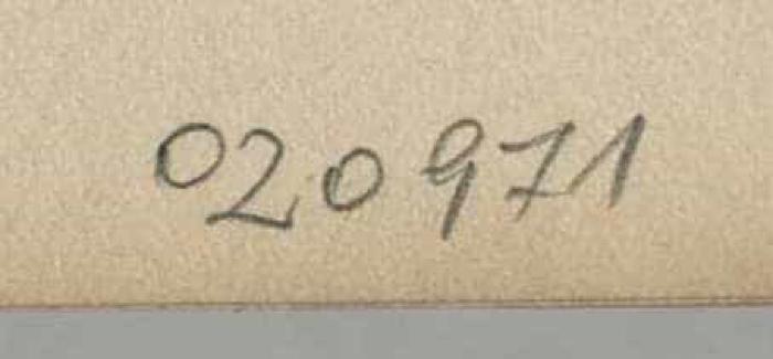 - (Dolezalek, Alexander), Von Hand: Inventar-/ Zugangsnummer; '020971'. 