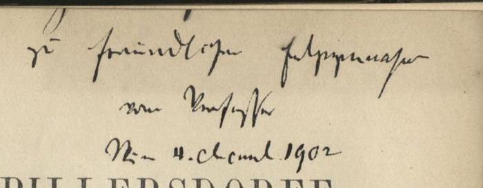  Sechzig Jahre im Staatsdienst und in der Literatur 1841/2 bis 1901/2 / Die Stadt des Palladio im Jahre 1848 / Casati und Pillersdorff und die Anfänge der italienischen Einheitsbewegung (um 1903);- (Helfert, Joseph Alexander von;Münz, Sigmund), Von Hand: Widmung, Autor, Datum, Ortsangabe; '[…] zu freundlicher Entgegennahme 
vom Verfasser Wien 4. Decemb. 1902'. 