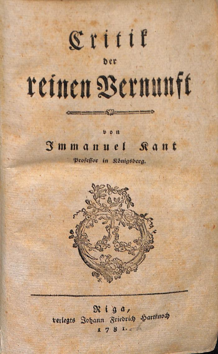 PHIL2886 : Critik der reinen Vernunft (1781)