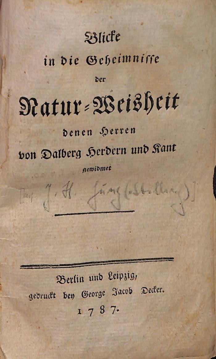 PHIL2888 : Blicke in die Geheimnisse der Natur-Weisheit (1787)