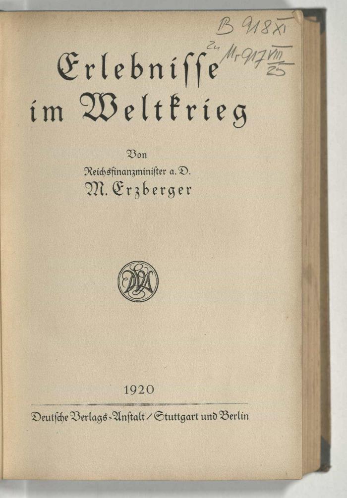 - (Dolezalek, Alexander), Von Hand: Signatur; 'B 918 XI zu Ms 917 VIII 25'. 